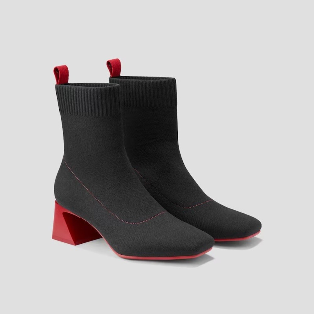 Vivaia Regina Pro Black Red Square Toe Water Repellent Block Heel Boots 8.5